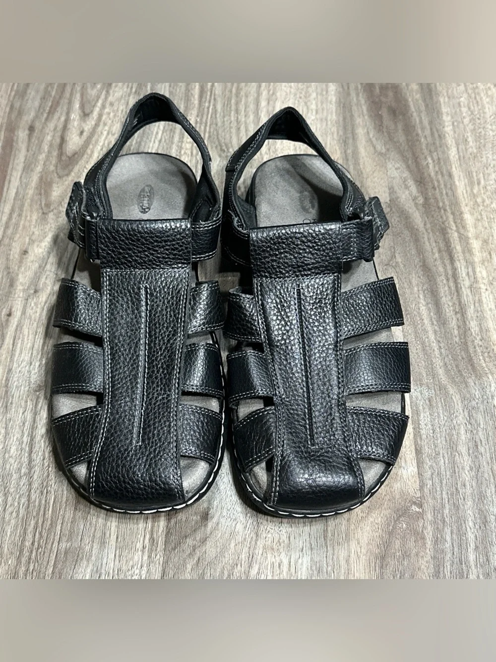 Dr. Scholl's Men's Black Leather Fisherman Sandals